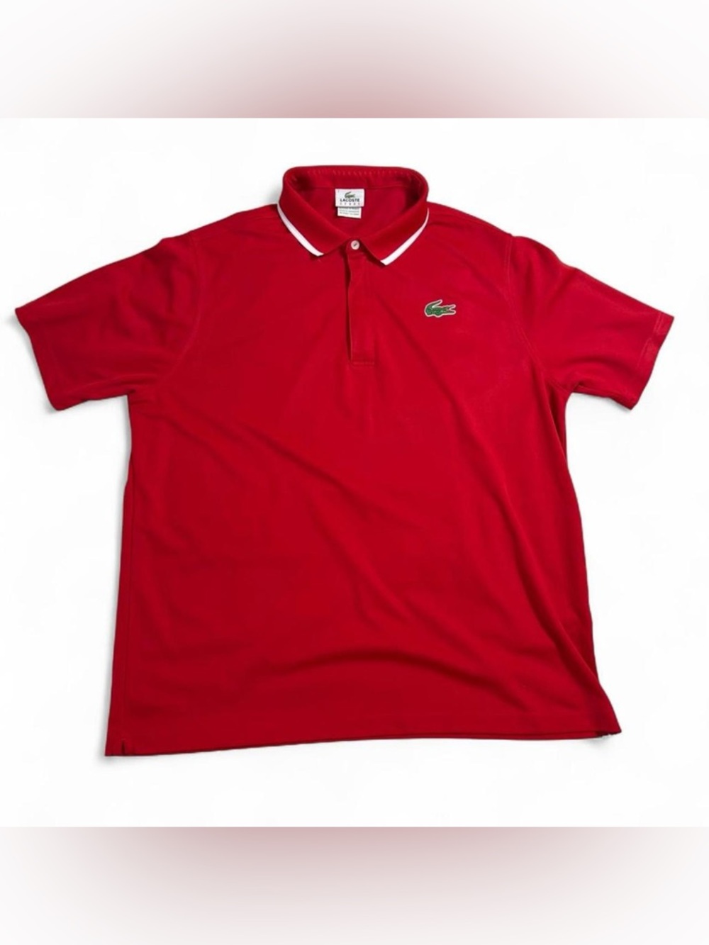 Lacoste Sport Red Polo Shirt Size 7 XL Croc Logo Short Sleeve